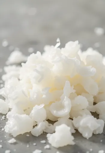 Σκόνη άγαρ και νιφάδες σε ξύλινη επιφάνεια, σε μπολ και δίπλα σε έτοιμο ζελέ