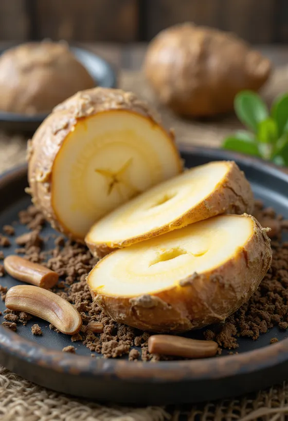 Φρέσκια ρίζα κολλιτσίδας (burdock) καθαρισμένη και κομμένη