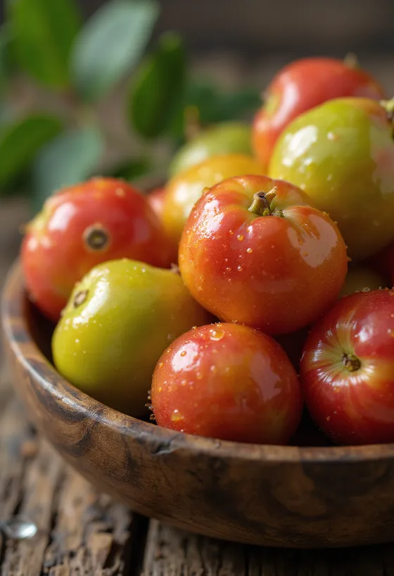 Φρέσκα φρούτα Camu Camu κομμένα και ολόκληρα