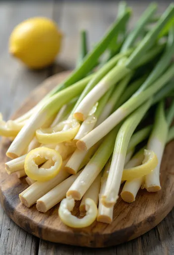 Φρέσκο λεμονόχορτο (lemongrass) σε ξύλινη επιφάνεια