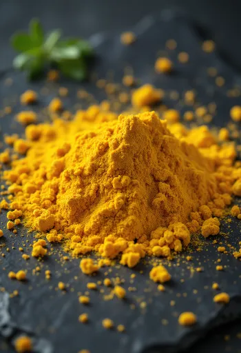 Σκόνη κάρυ σε μπολ και χυμένη σε ξύλινη επιφάνεια