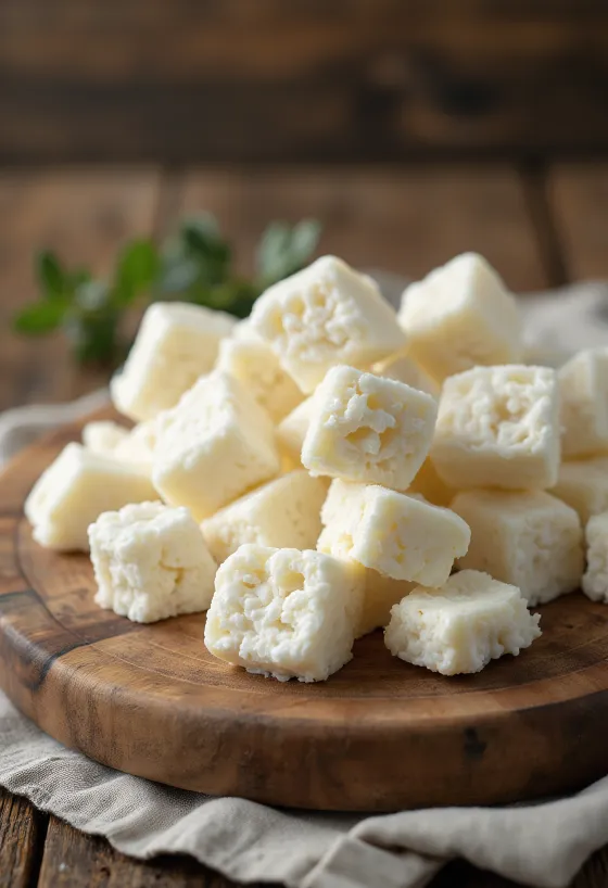 Φρέσκια, θριμματιστή γλυκιά μυζήθρα σε λευκό μπολ