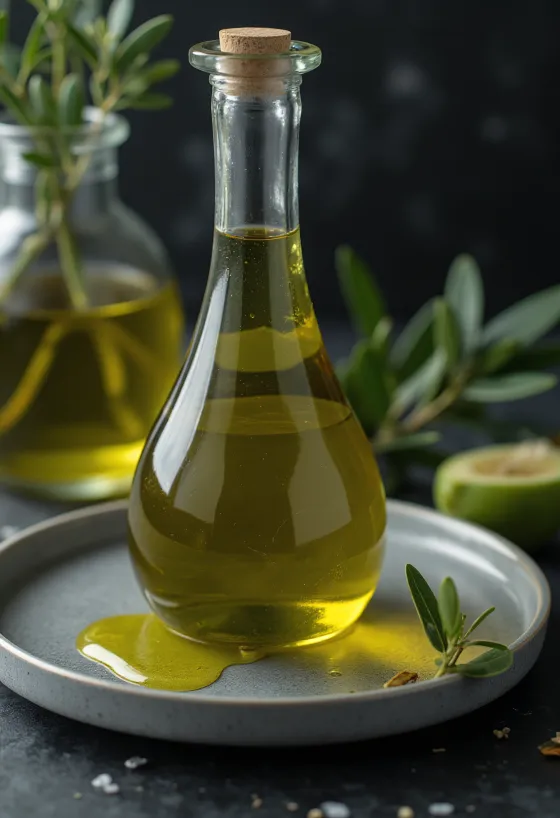 Εξαιρετικό παρθένο ελαιόλαδο σε γυάλινο μπολ, χρυσοπράσινο χρώμα