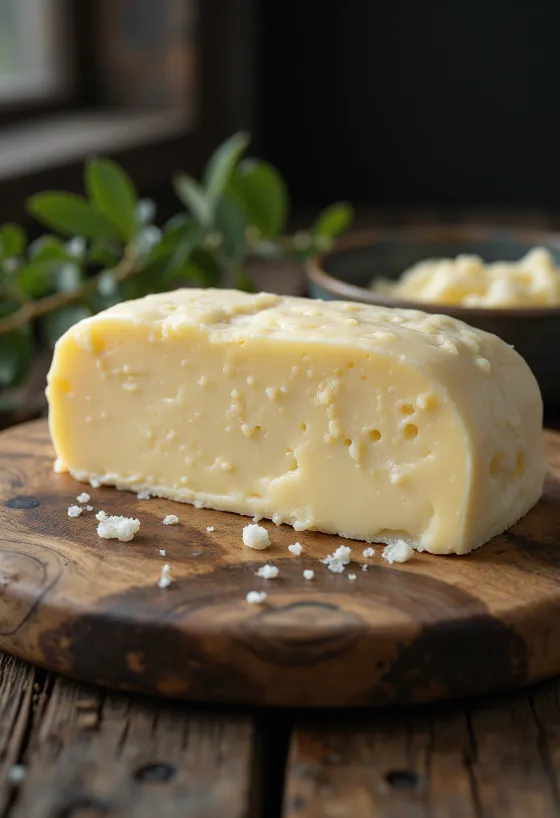 Πρόβειο βούτυρο σε μικρό μπολ, κρεμώδες, σε ρουστίκ ξύλινη επιφάνεια
