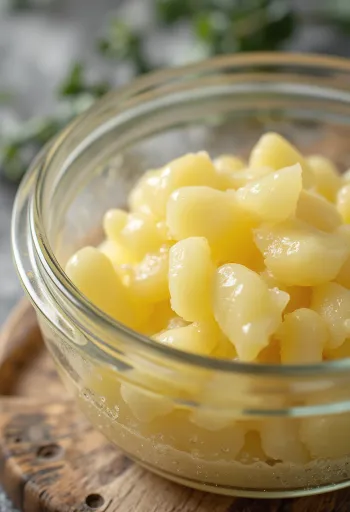 Λίπος πάπιας σε βαζάκι και κουτάλι σε ξύλινη επιφάνεια