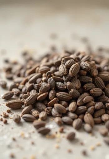 Τριμμένο κύμινο και ολόκληροι σπόροι κύμινου σε ξύλινη επιφάνεια