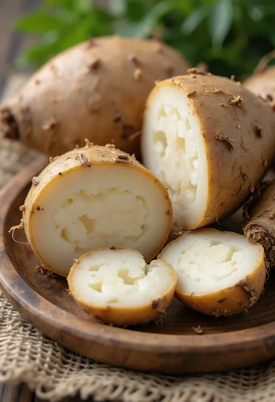 Ολόκληρη ρίζα μαλάγκα με τη χαρακτηριστική καφέ φλούδα της.