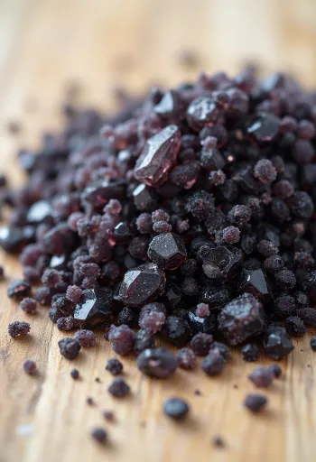 Μαύρο αλάτι σε μικρό βάζο, με κρυστάλλους αλατιού και ξύλινο κουτάλι