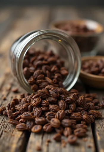 Κόκκοι ψημένης σίκαλης σε ξύλο κοπής