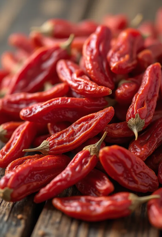 Καρποί Goji berries σε γυάλινο βάζο και αποξηραμένοι γύρω του