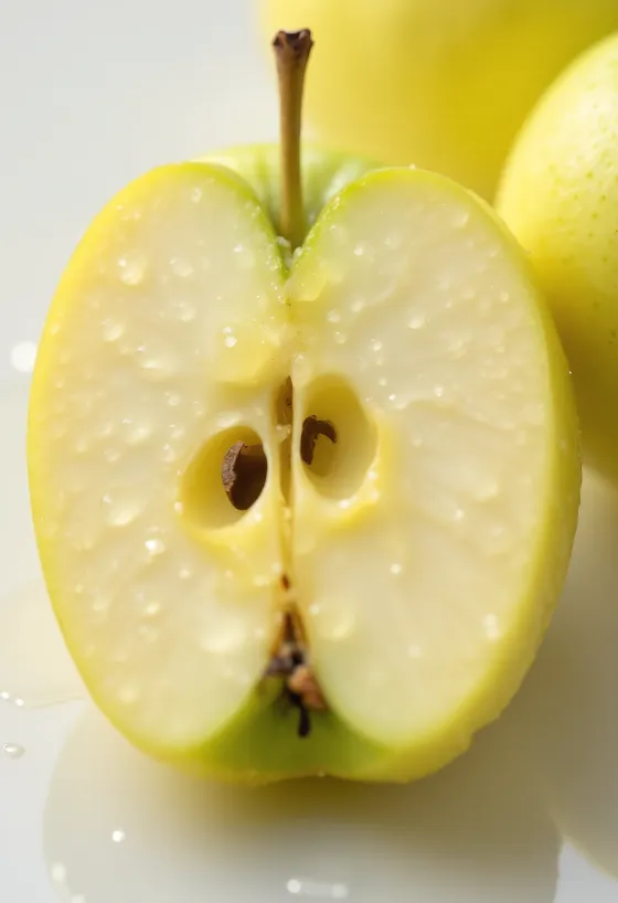 Φρέσκα μήλα Golden Delicious και φέτες σε ξύλο κοπής