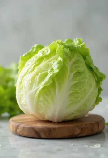 Φρέσκο μαρούλι Iceberg με εμφανή τα τραγανά εσωτερικά φύλλα