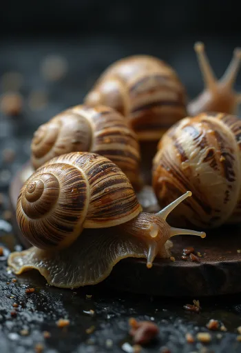 Καλομαγειρεμένη σάρκα σαλιγκαριών σερβιρισμένη κομψά στο πιάτο.