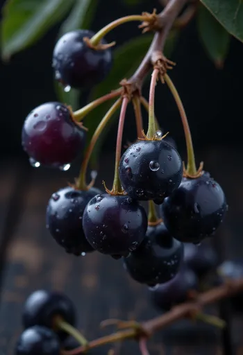 Καρποί σούρβου, έντονο κόκκινο και ελαφρώς ζαρωμένη επιφάνεια