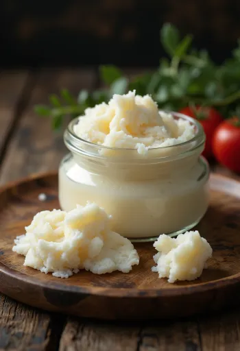 Ωμό λίπος χήνας σε μπολ, με κομμάτια λίπους