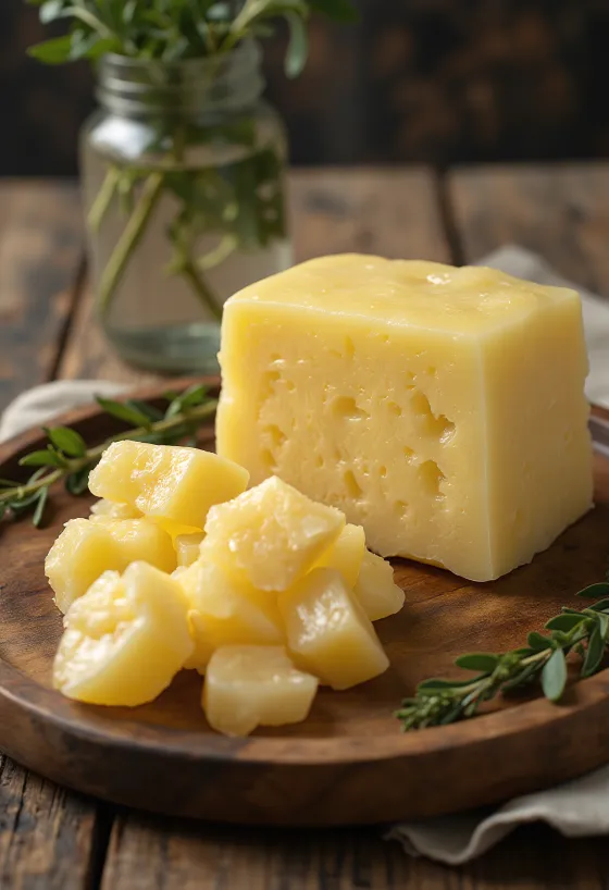 Νωπό βοδινό λίπος σε μπολ με κομμάτια καθαρού λιπώδους ιστού