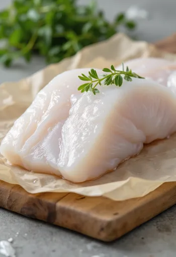 Φιλέτο ψαριού Sherry με μπαχαρικά σε ξύλινη επιφάνεια κοπής