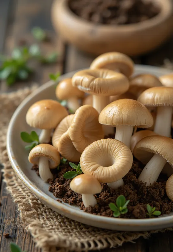 Κομμένα μανιτάρια Μαράσμιος με μυρωδικά και σκόρδο