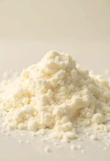 Γάλα σε σκόνη σε ξύλινο μπολ με κουτάλι