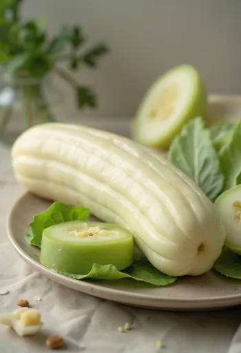 Φρέσκο κολοκύθι σε ξύλο κοπής, κομμένο στη μέση, με ανοιχτόχρωμο εσωτερικό