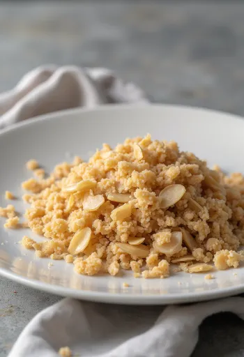 Πίτουρο Ντίνκελ σε κεραμικό μπολ και σκορπισμένο σε ξύλινη επιφάνεια κουζίνας