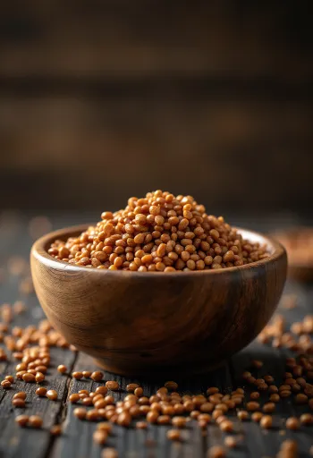 Σπόροι δακτυλωτού κεχριού (Finger Millet) με χαρακτηριστικό σκούρο χρώμα.