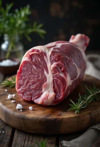 Ωμό μπούτι αγριογούρουνου με μπαχαρικά σε ξύλο κοπής