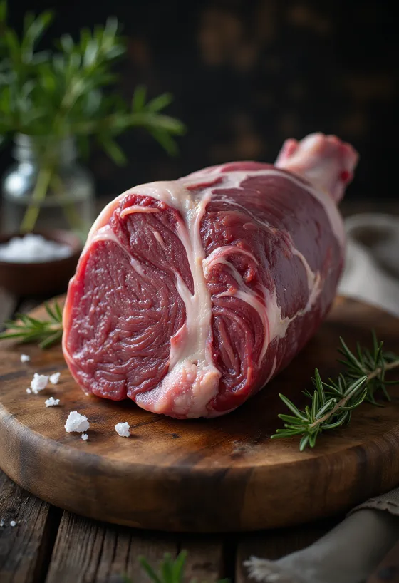 Ωμό μπούτι αγριογούρουνου με μπαχαρικά σε ξύλο κοπής