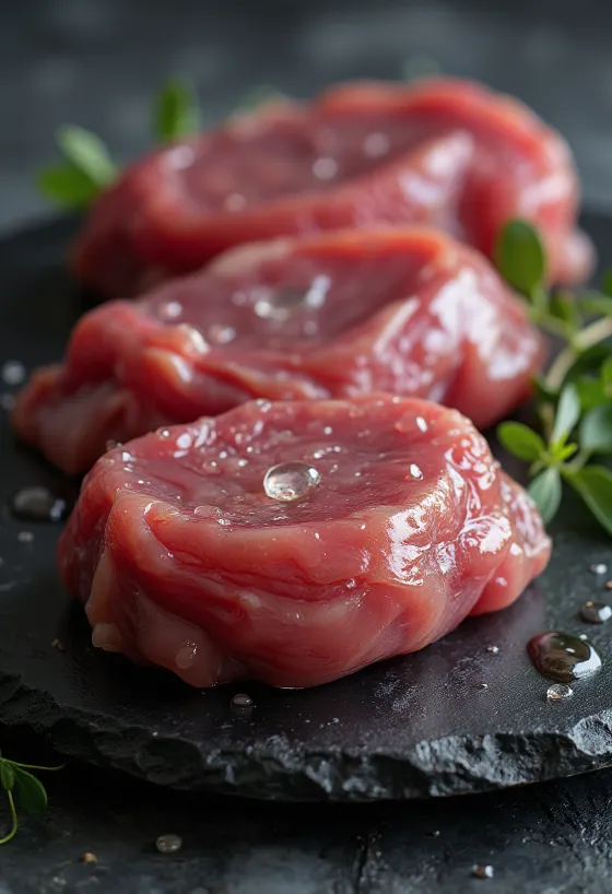 Ωμά φιλέτα αγριόπαπιας με μπαχαρικά σε ξύλο