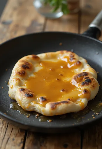 Naan με καραμέλα γάλακτος σερβιρισμένο