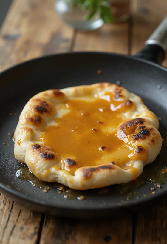 Naan με καραμέλα γάλακτος σερβιρισμένο