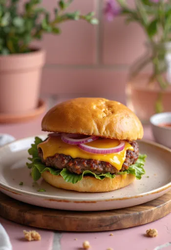 Πικάντικο μπέργκερ με μοσχαρίσιο κιμά και φρέσκα υλικά