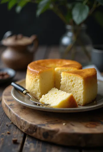 Αφράτο και ελαφρύ ιαπωνικό τσίζκεϊκ, πασπαλισμένο με άχνη ζάχαρη