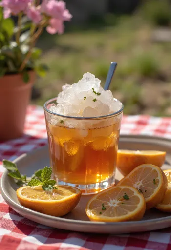 Κοκτέιλ Mint Julep διακοσμημένο με φύλλα μέντας και θρυμματισμένο πάγο