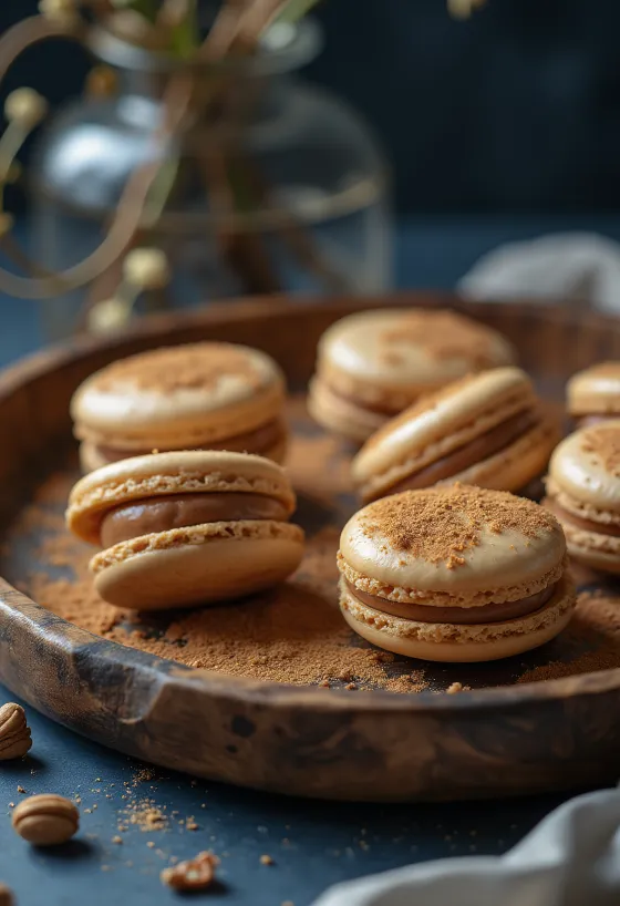 Ψητά μακαρόν με κανέλα και καρύδι σερβιρισμένα