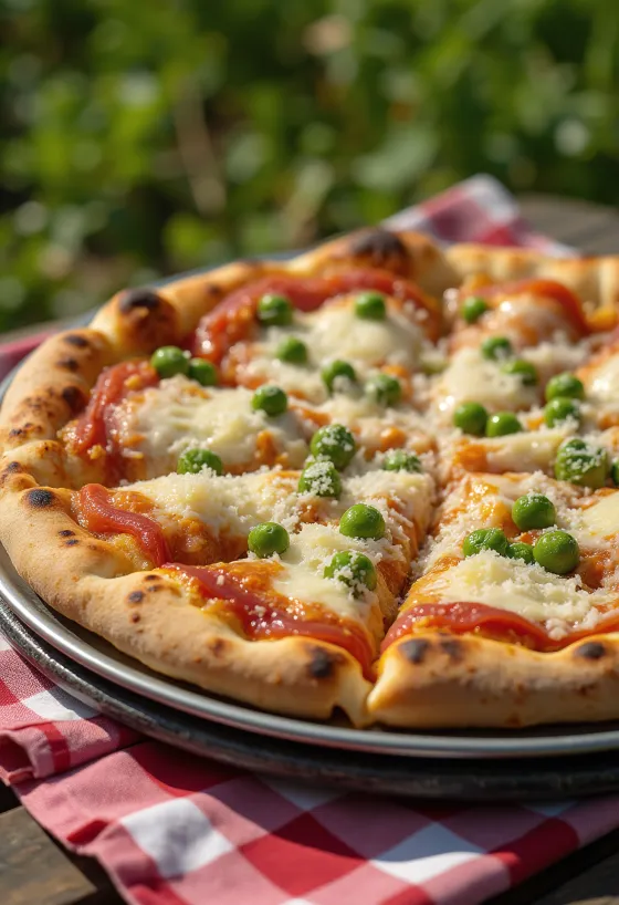 Pizza ai Piselli με αρακά και τυρί