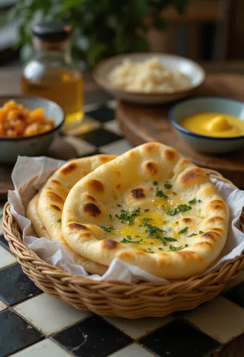 Σκορδόψωμο naan, μαλακό και νόστιμο ινδικό ψωμί