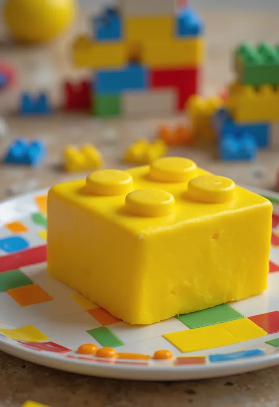 Τούρτα LEGO με πολύχρωμη επικάλυψη ζαχαρόπαστας και διακόσμηση τουβλάκια