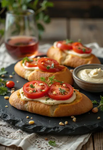 Pa amb tomàquet και allioli, ψωμί με ντομάτα με φρέσκο βασιλικό και σκορδάτο allioli