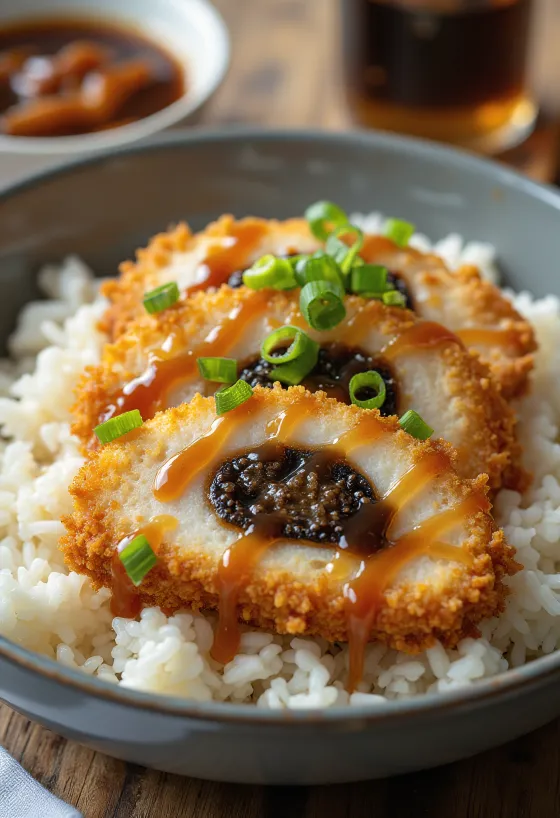 Katsudon με γέμιση σκόρδου και μίσο φρεσκοσερβιρισμένο