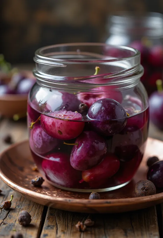 Δαμάσκηνα τουρσί σε γυάλινο βάζο