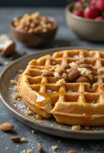 Βάφλες ολικής άλεσης με φρούτα και μέλι