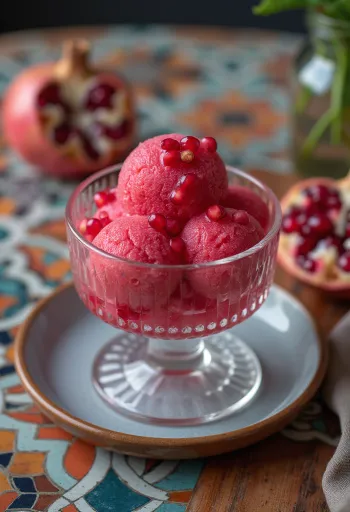 Σορμπέ ρόδι σε ποτήρι