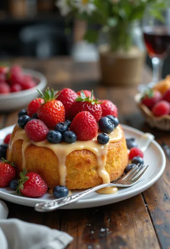 Καλοκαιρινή τούρτα με φρούτα διακοσμημένη με φρέσκα φρούτα