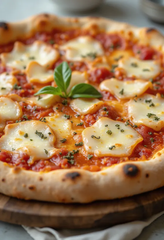 Pizza al Grana Padano με τυρί και βασιλικό
