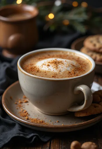 Κούπα με ζεστό latte, αφρόγαλα και κανέλα