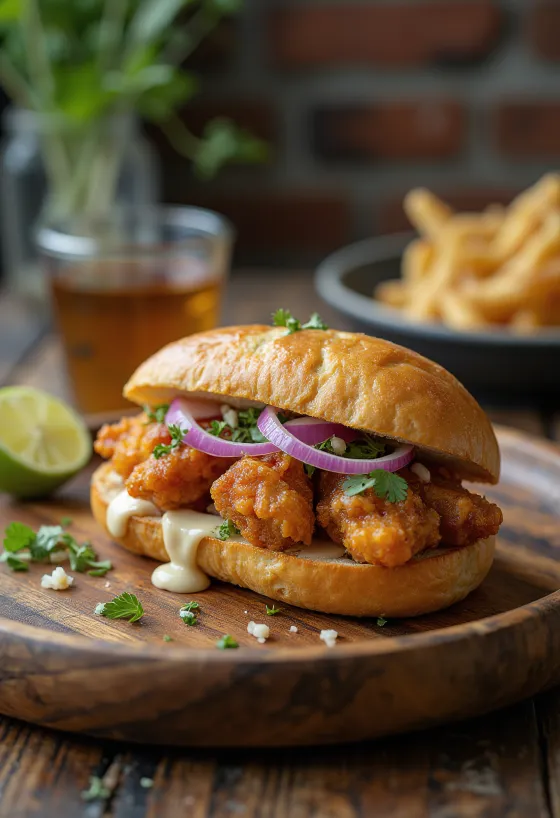 Pan con chicharrón με σάλτσα σκόρδου, τραγανό χοιρινό και φρέσκια σαλάτα