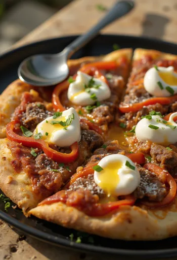 Pizza Iskender σερβιρισμένη