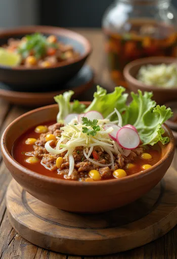 Σούπα Pozole σερβιρισμένη
