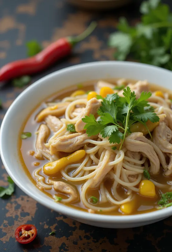 Pho Ga βιετναμέζικη κοτόσουπα σερβιρισμένη